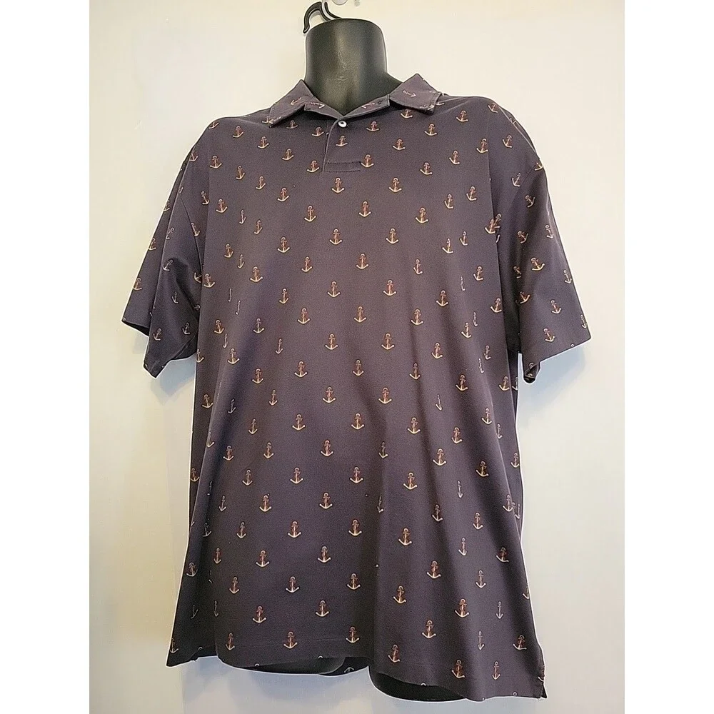Polo Ralph Lauren Shirt Mens XL Blue Anchor Print Boat Yacht Club Vintage